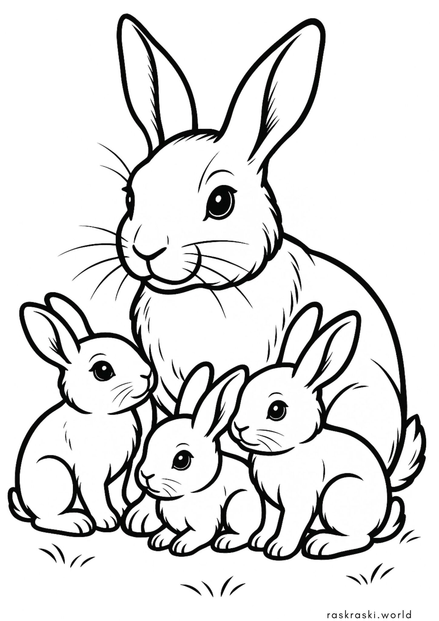 Раскраска Семья кроликов