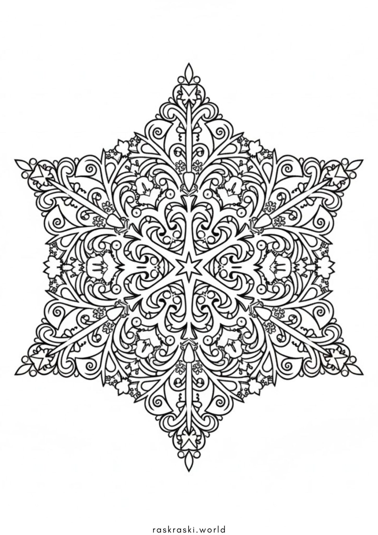 Раскраска Сложная снежинка