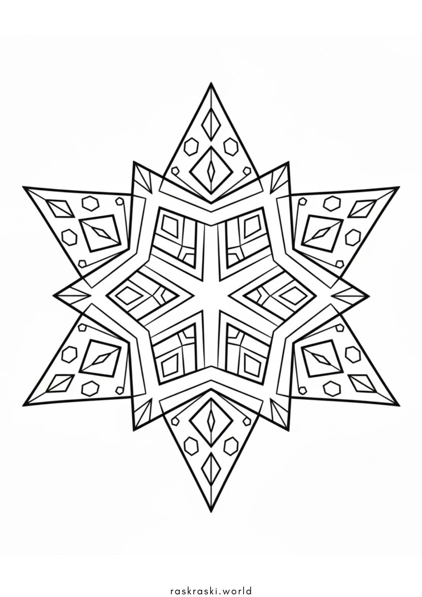 Раскраска Снежинка для детей