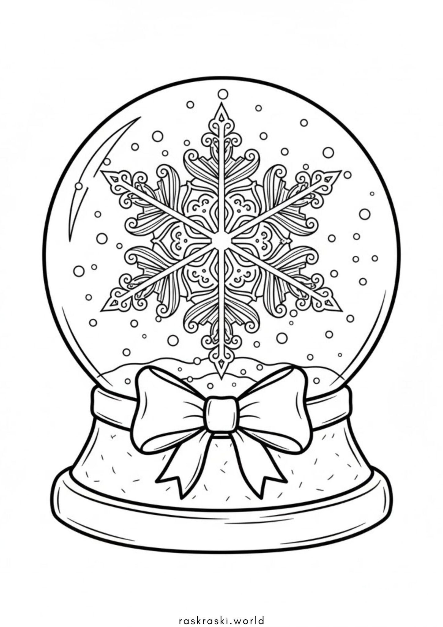 Раскраска Снежинка в новогоднем шаре