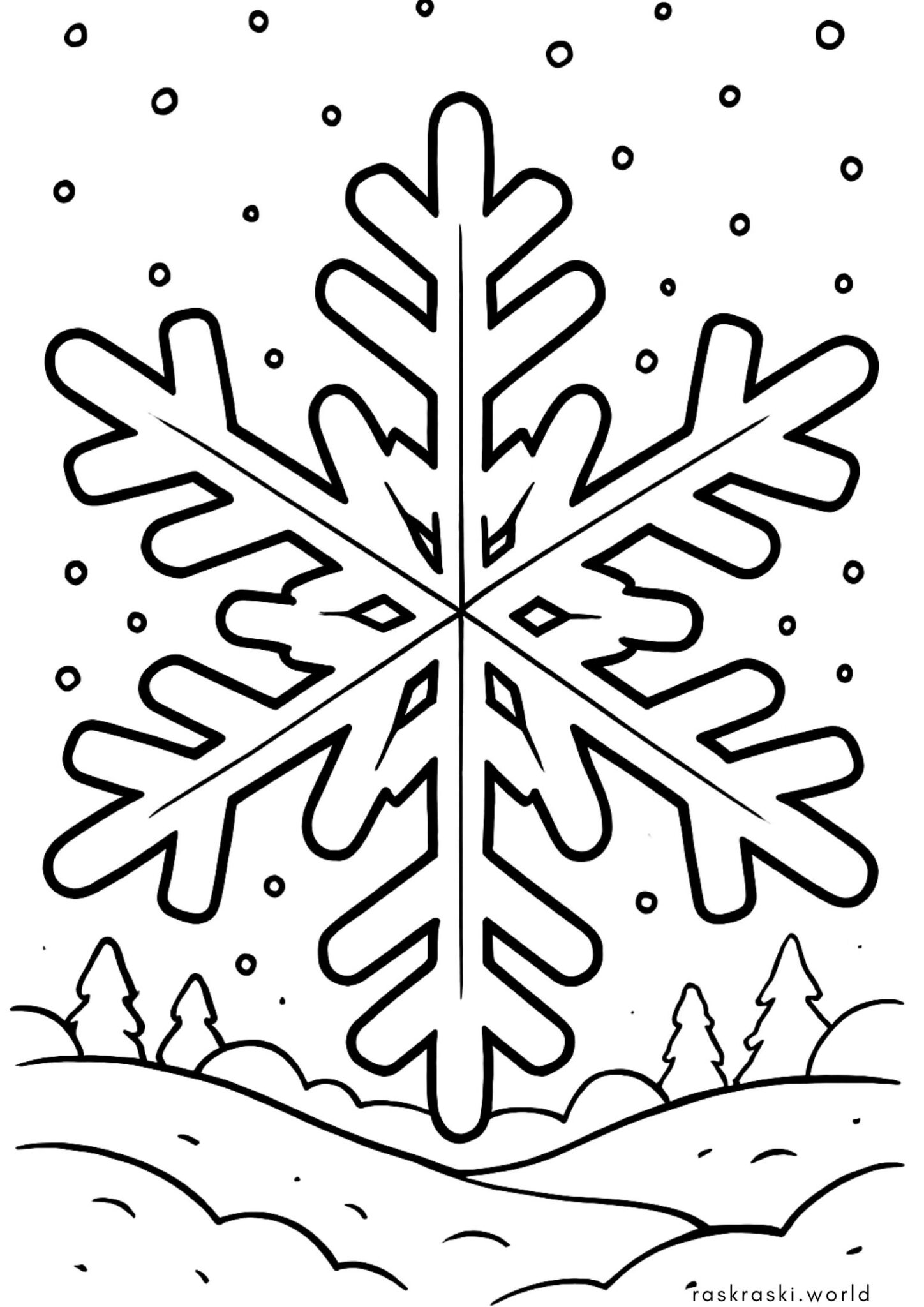 Раскраска Снежинка зимой
