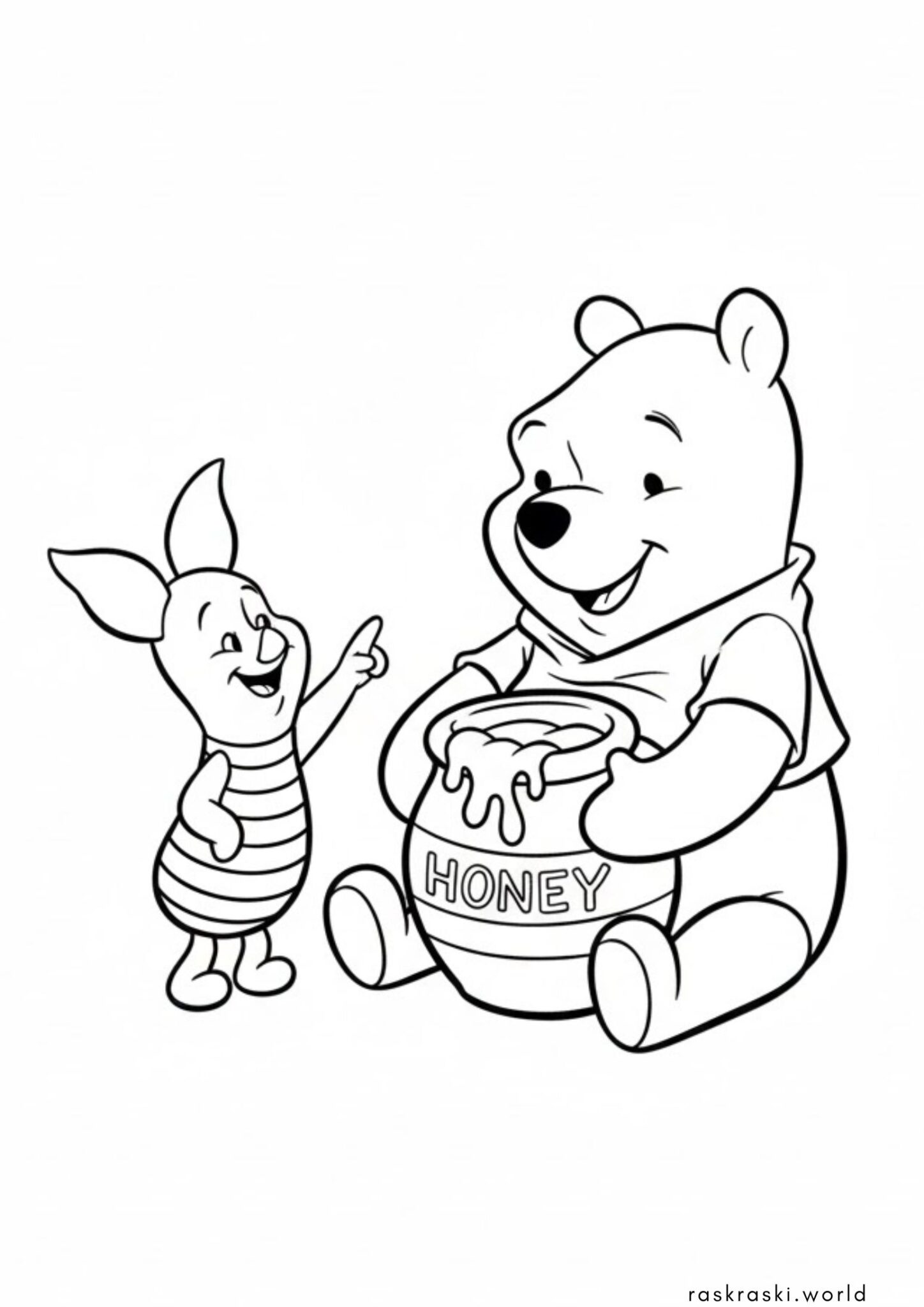 Раскраска Винни Пух и Пятачок друзья (Дисней)