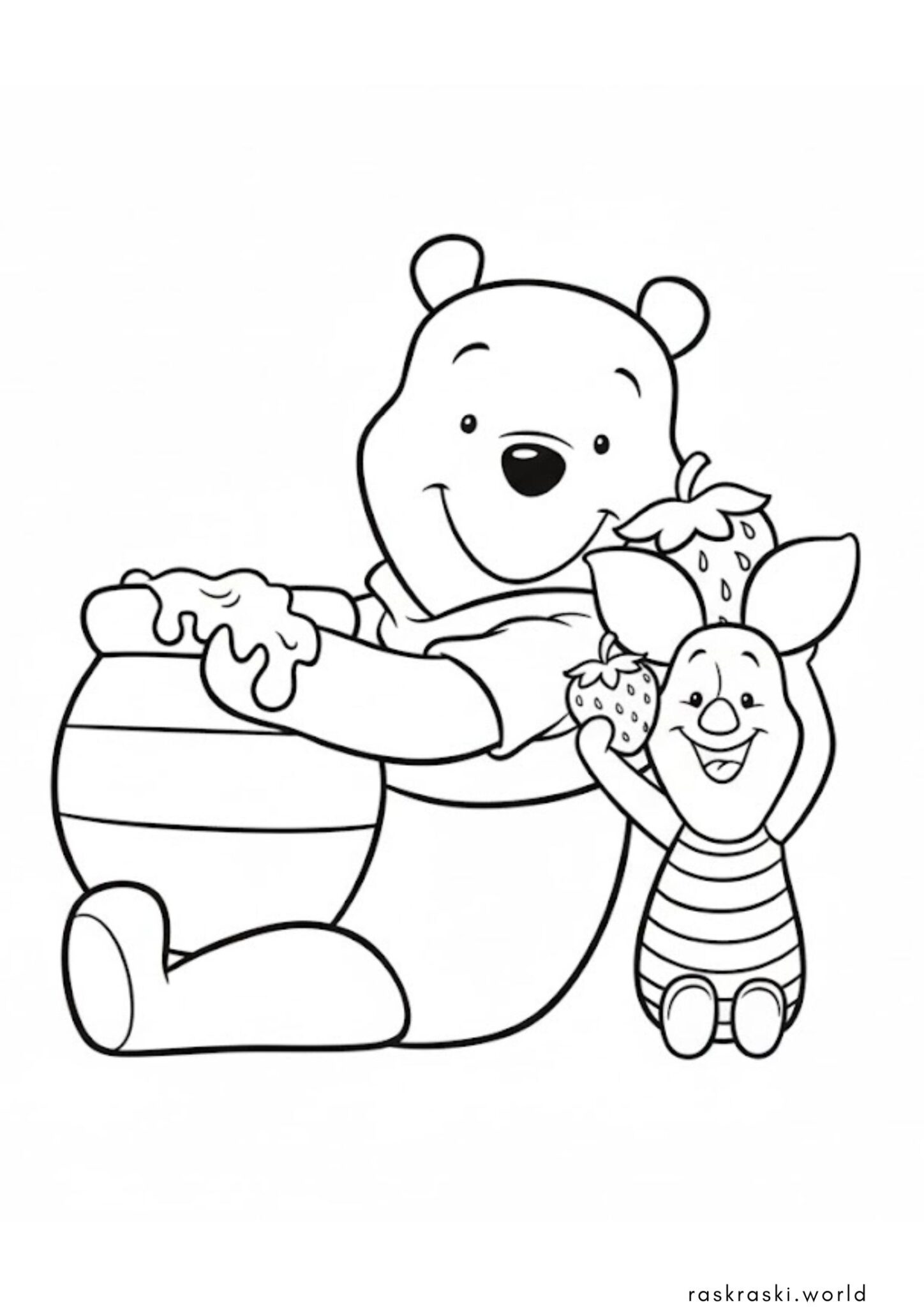 Раскраска Винни Пух и Пятачок с лакомствами (Дисней)