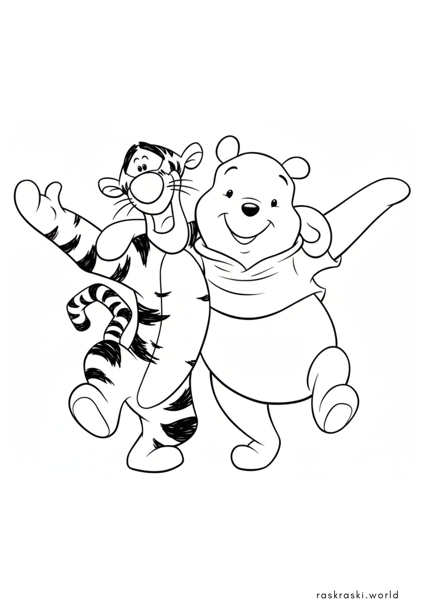 Раскраска Винни Пух и Тигра (Дисней)