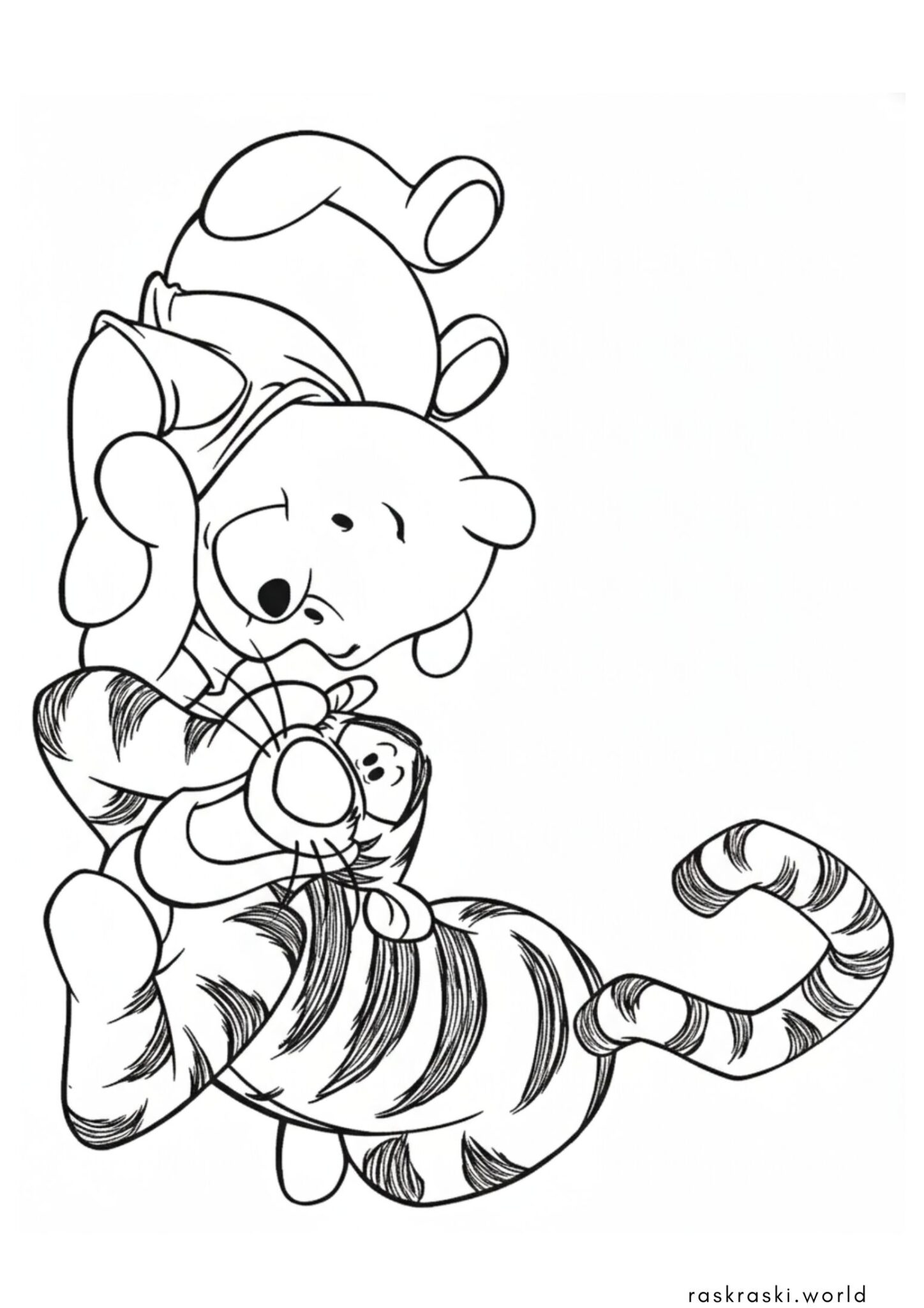 Раскраска Винни Пух и Тигра отдыхают (Дисней)