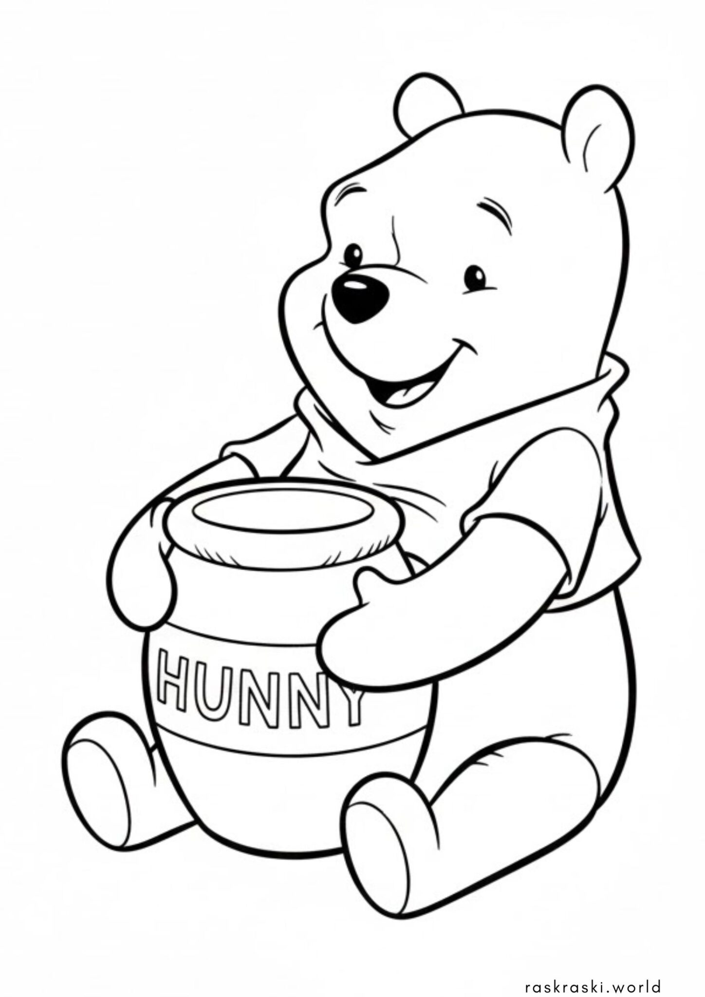 Раскраска Винни Пух и боченок меда (Дисней)
