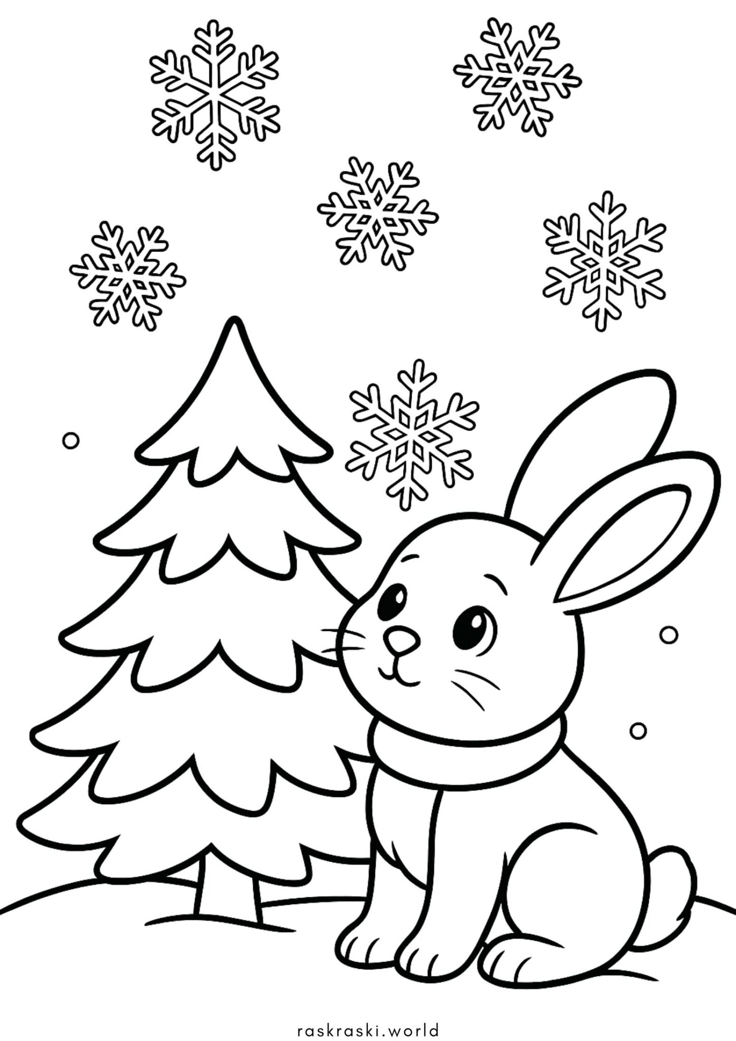 Раскраска Зайка и снежинки