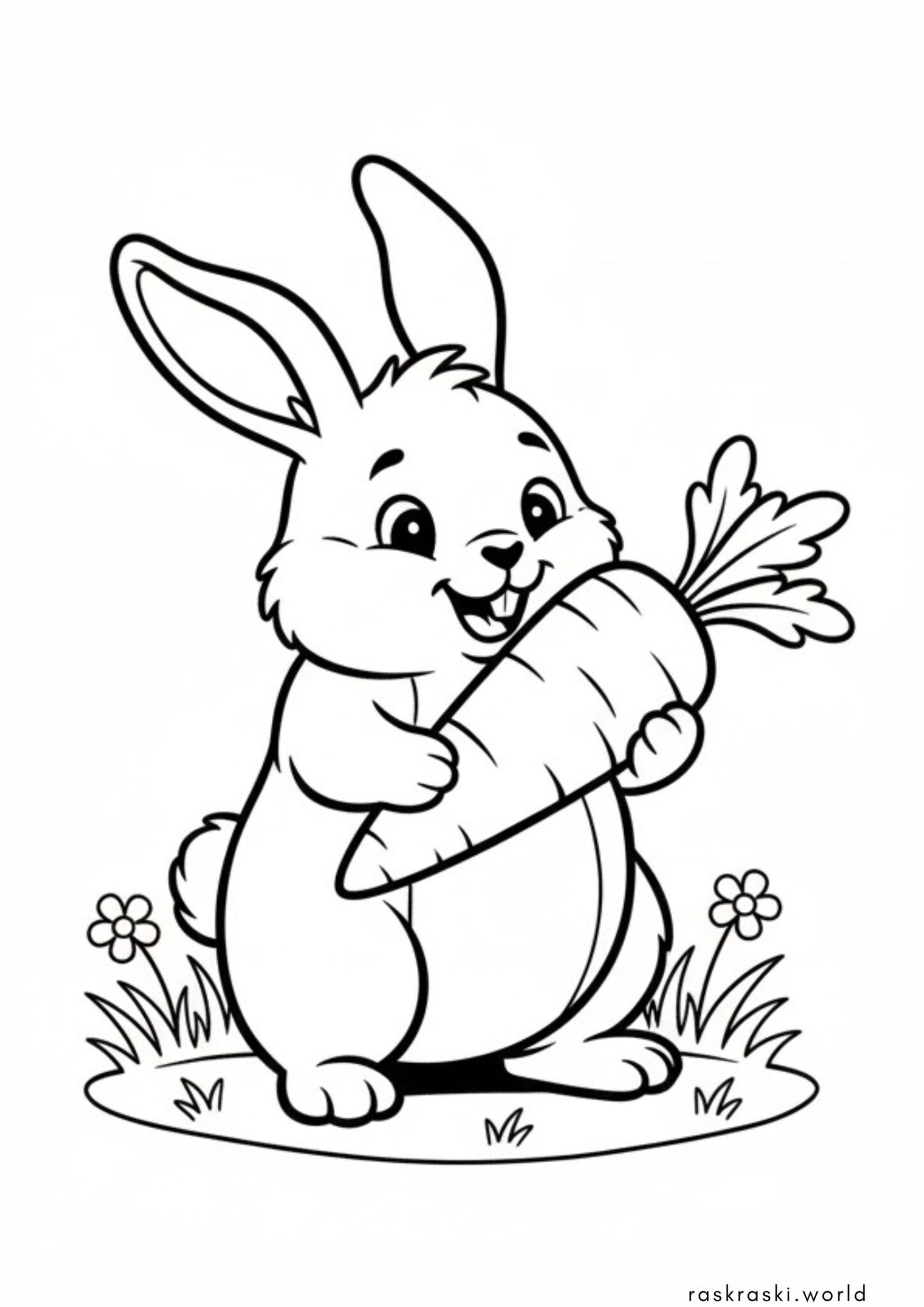 Раскраска Зайка с большой морковкой