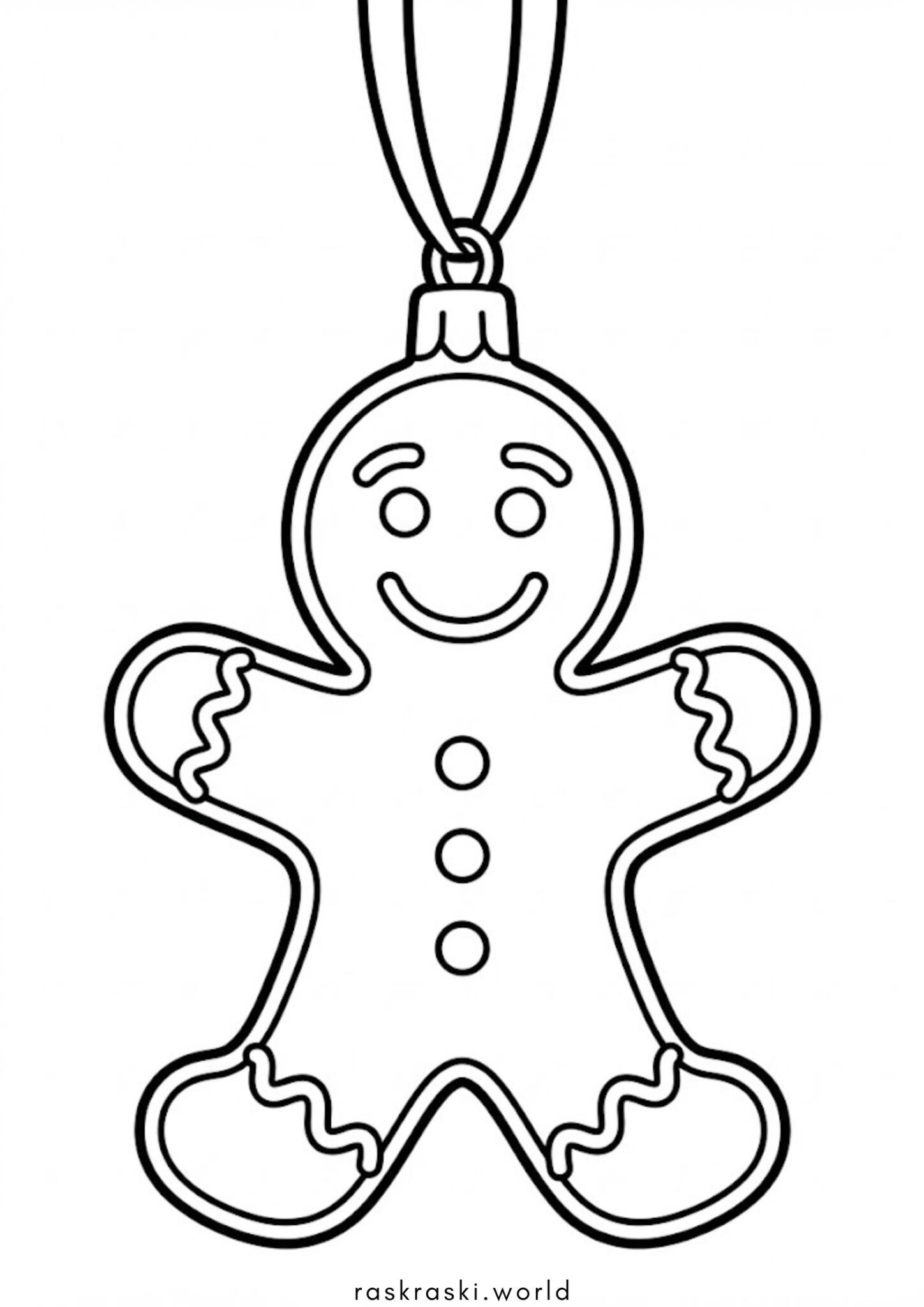 Раскраска Елочная игрушка пряничный человечек