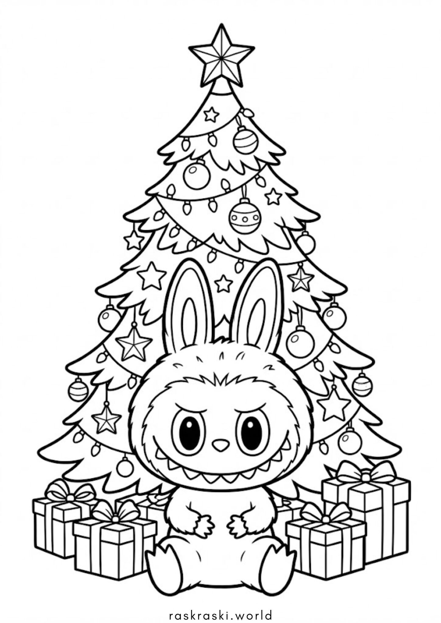 Раскраска Лабубу на Новый Год