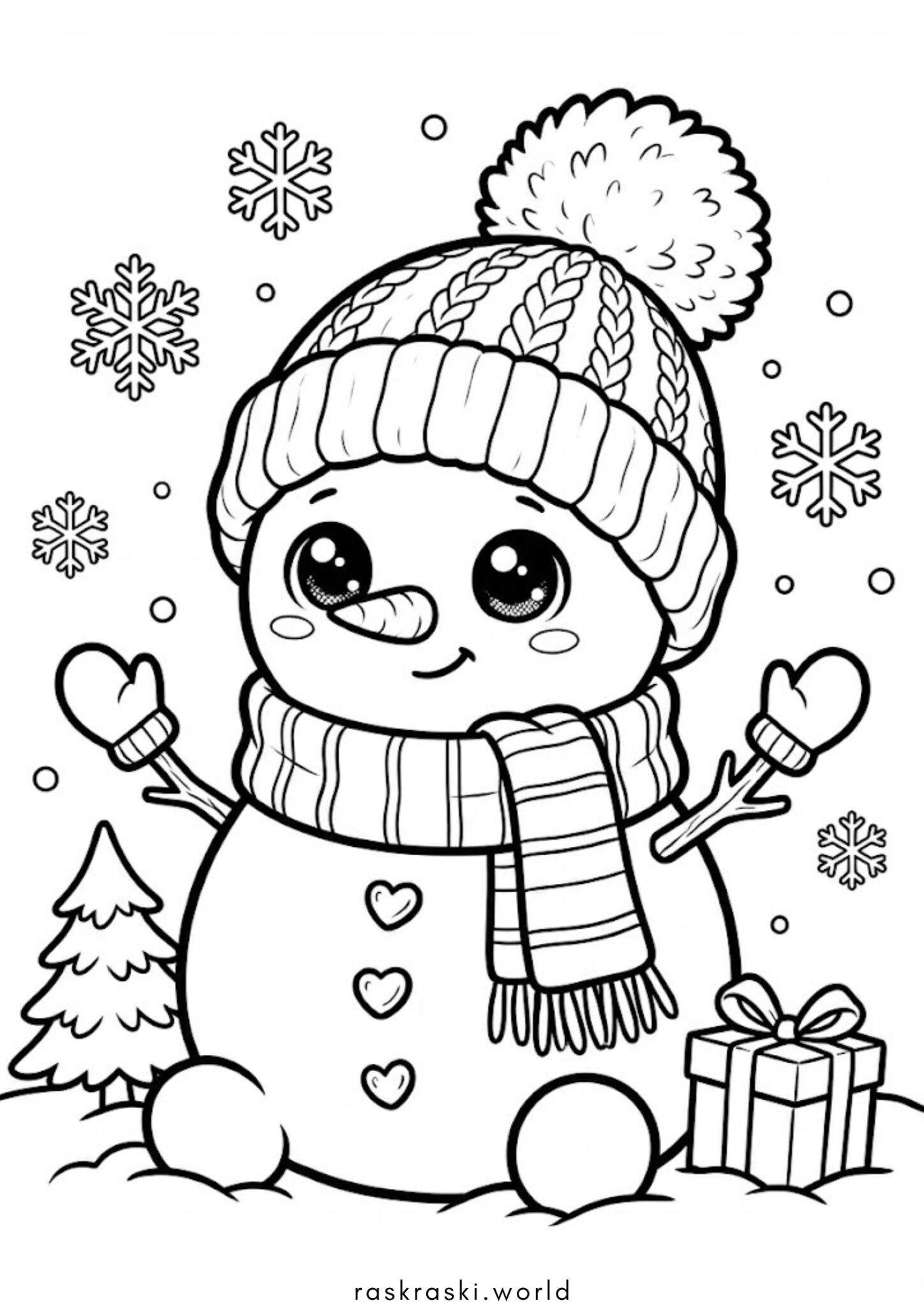 Раскраска Милый маленький снеговик