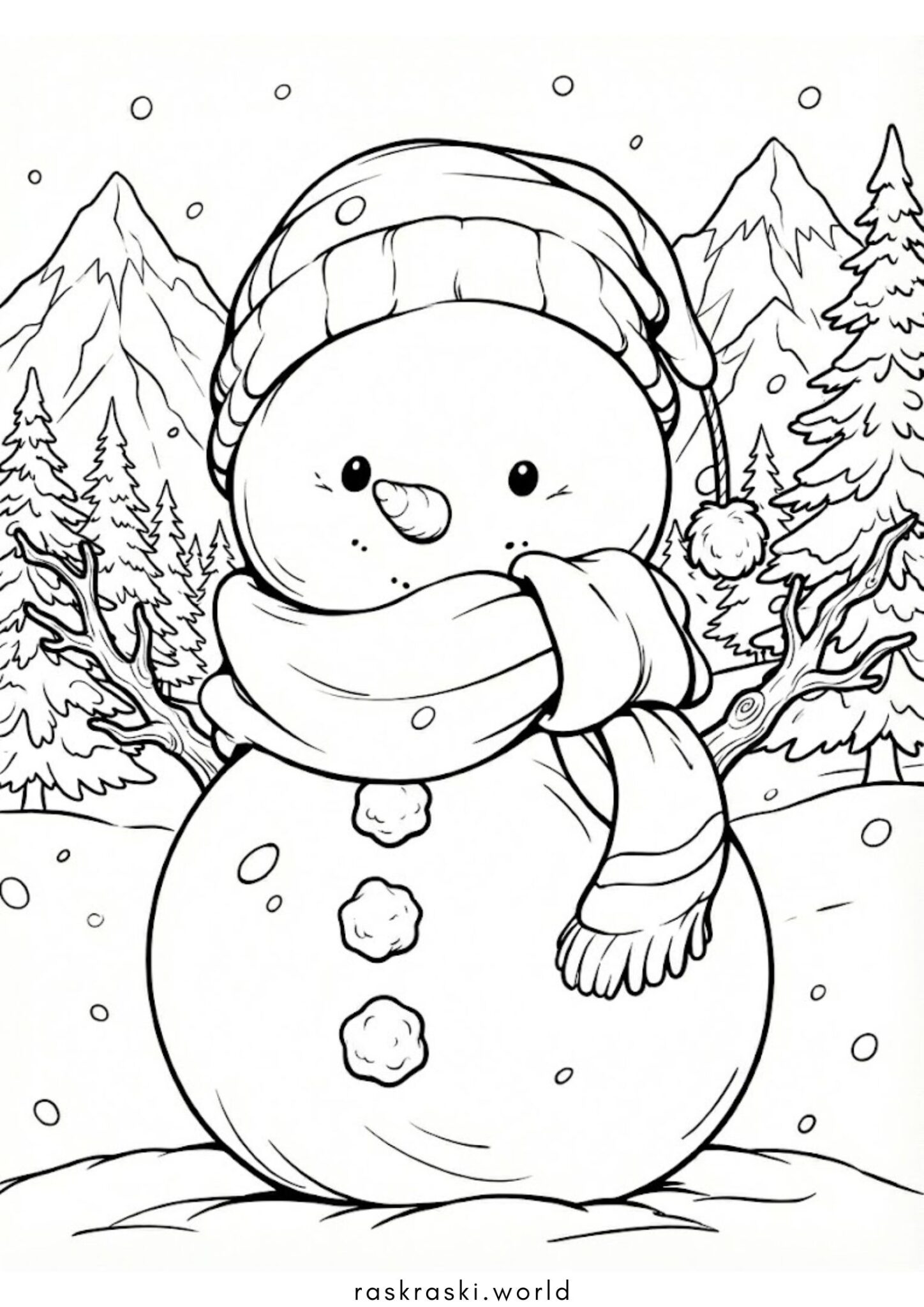 Раскраска Милый снеговичок