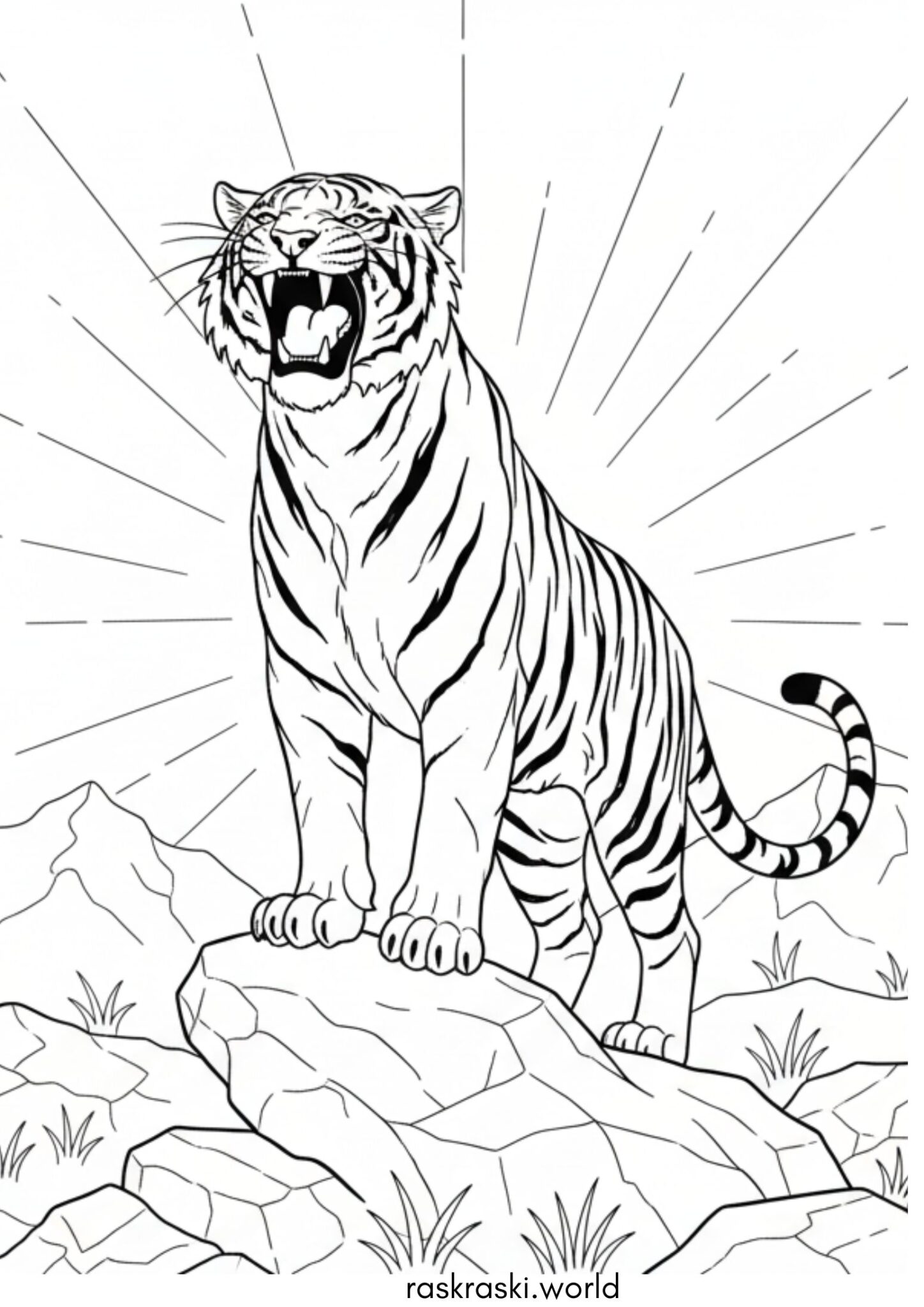 Раскраска Ревущий тигр