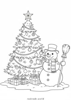 Рождественская елка и снеговик