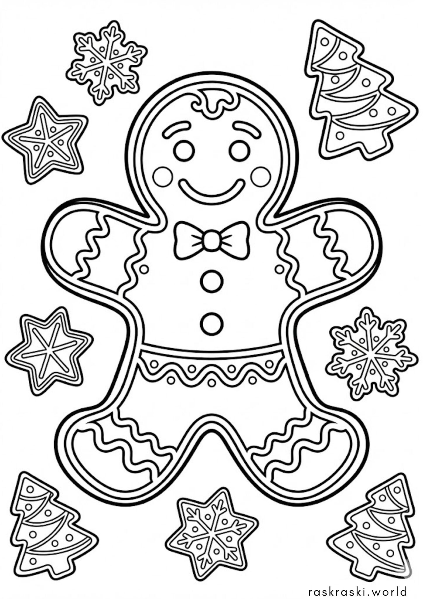 Раскраска Рождественская печенька — пряничный человечек