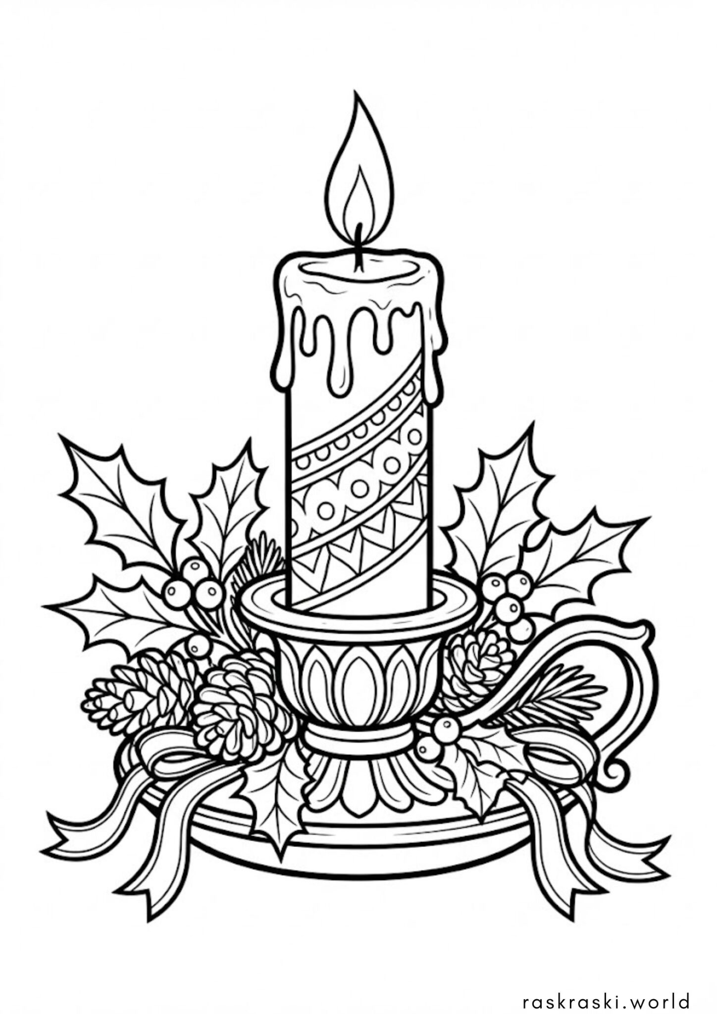 Раскраска Рождественская свеча
