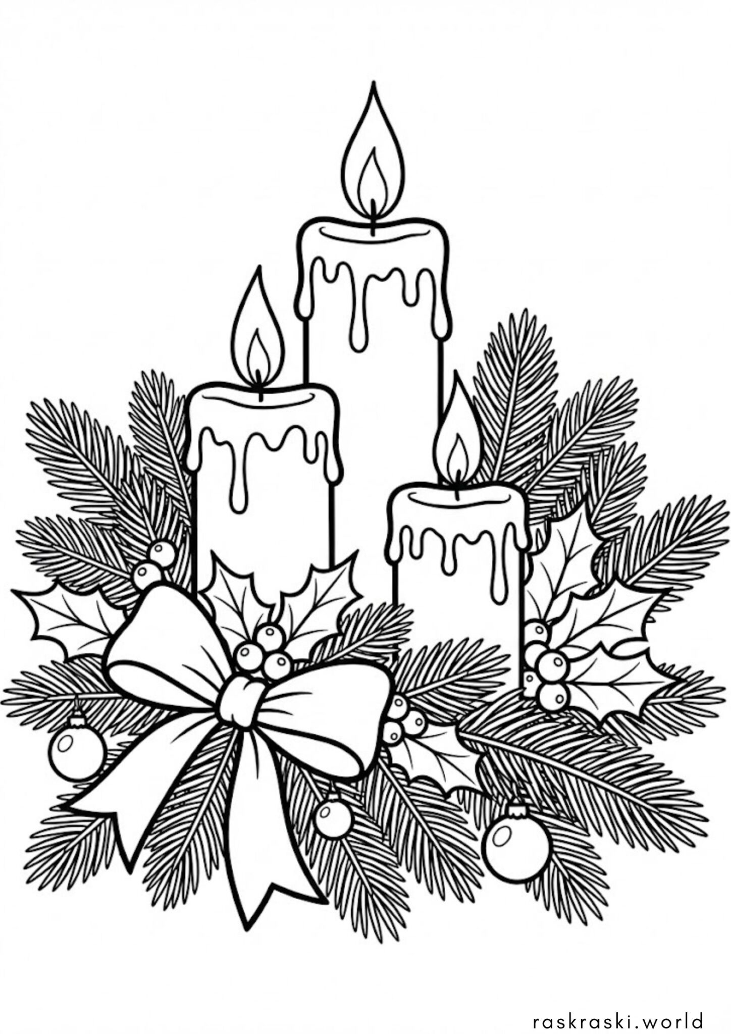 Раскраска Рождественские свечи