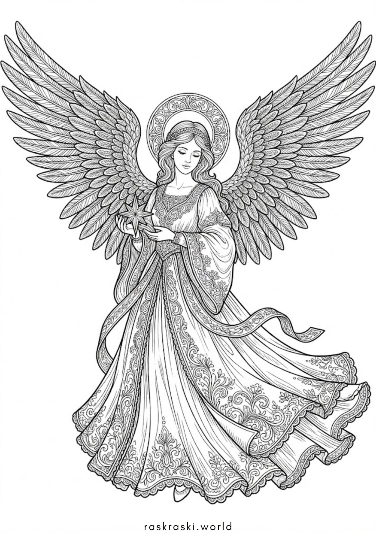 Раскраска Рождественский ангел
