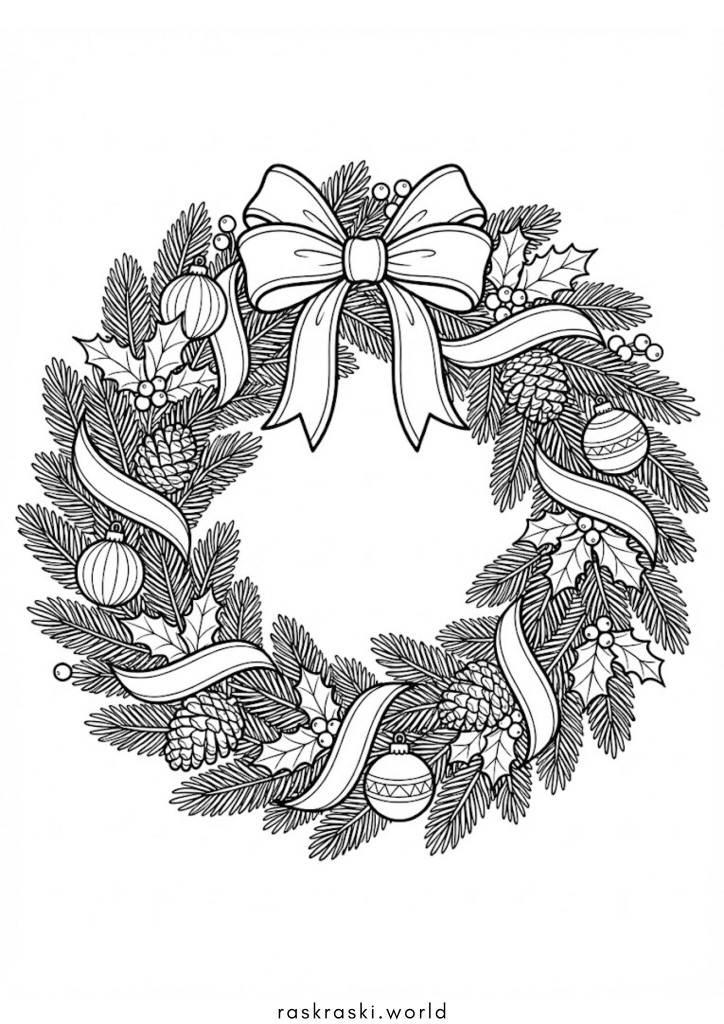 Раскраска Рождественский венок