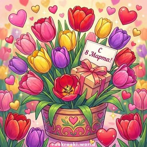 Раскраски 8 марта 🌷