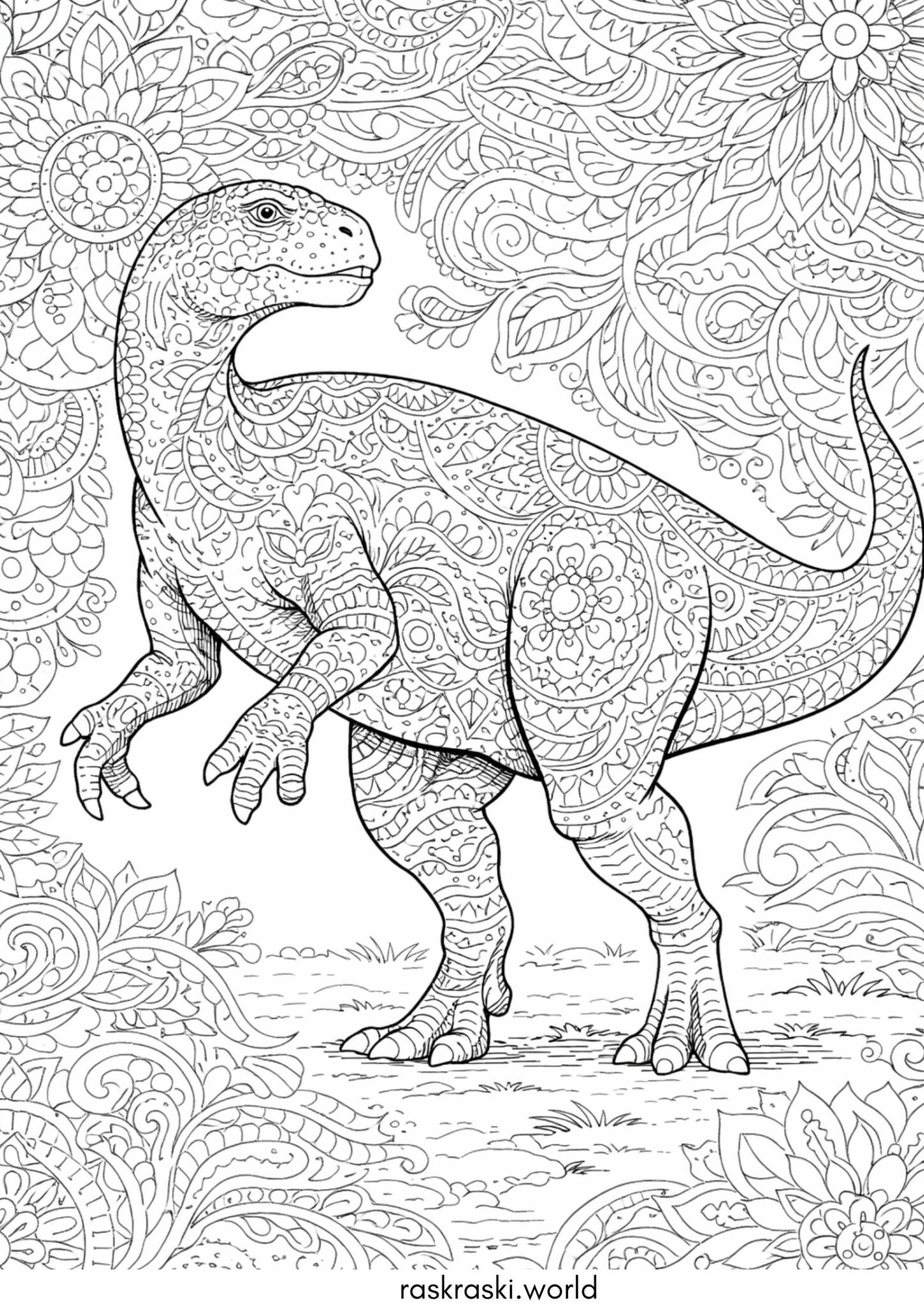Раскраска Антистресс динозавр