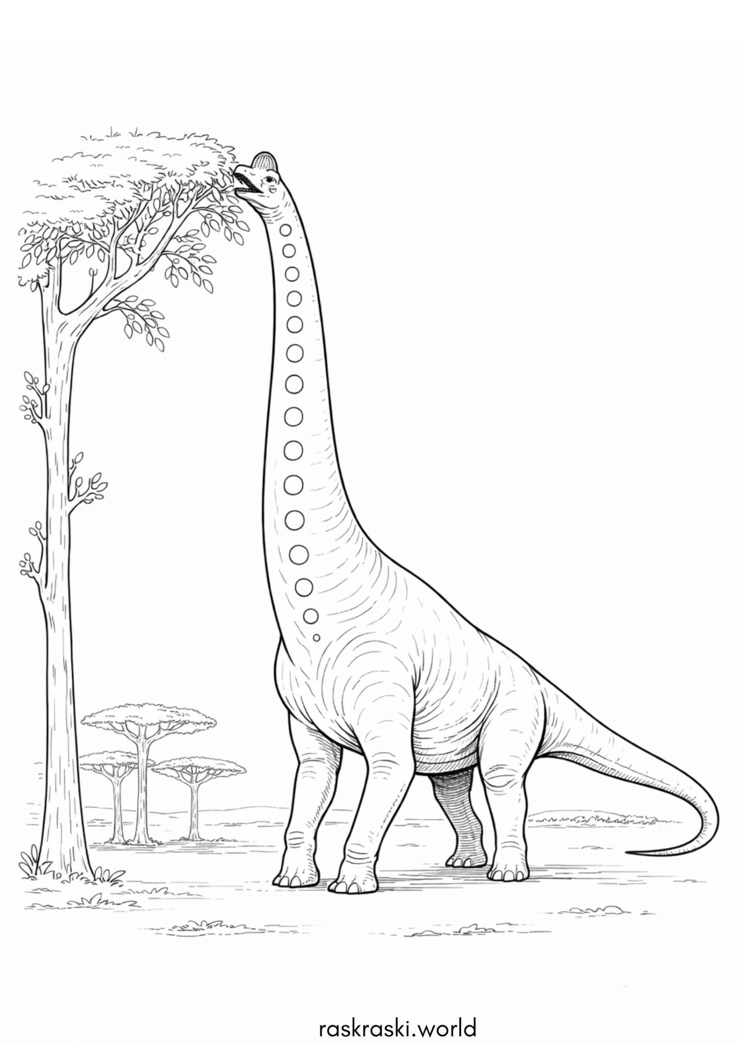 Раскраска Травоядный динозавр — Брахиозавр