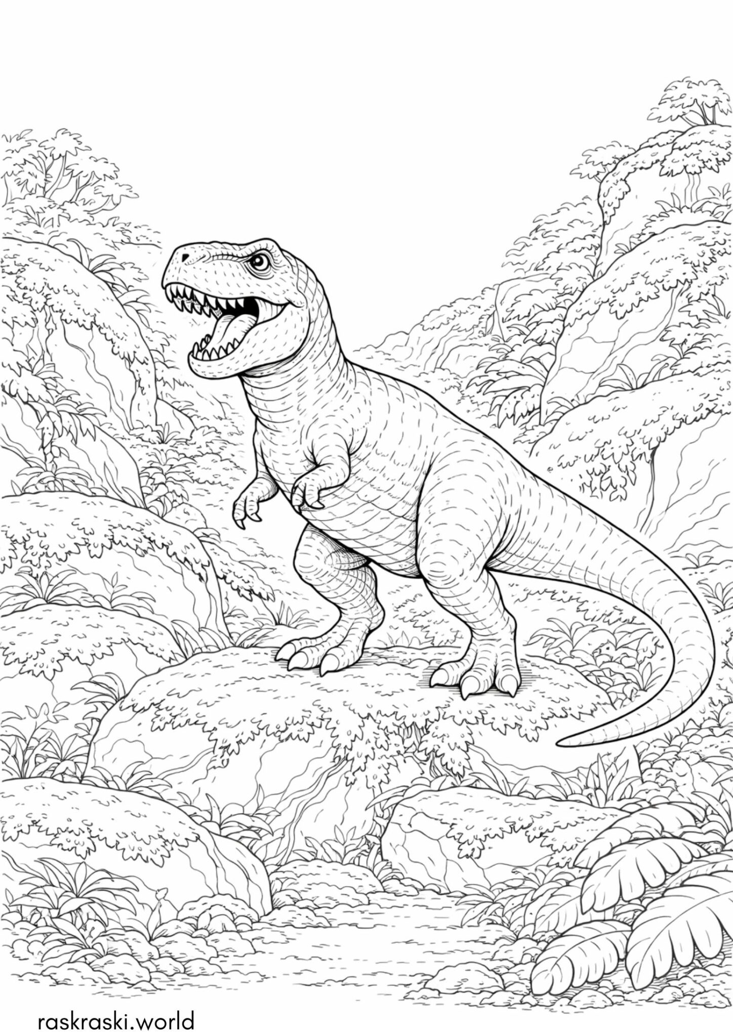 Раскраска Динозавр Рекс