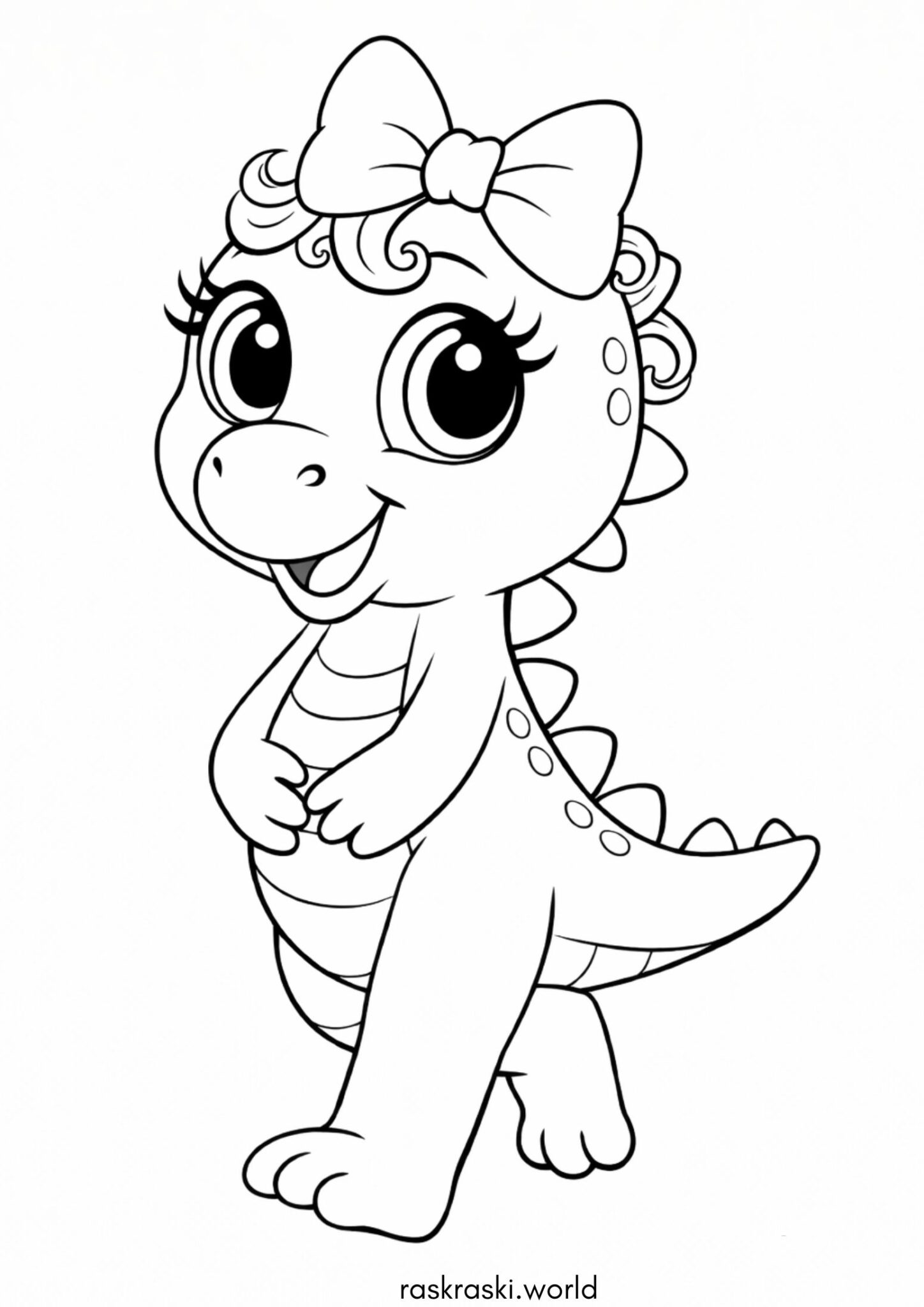 Раскраска Динозавр девочка