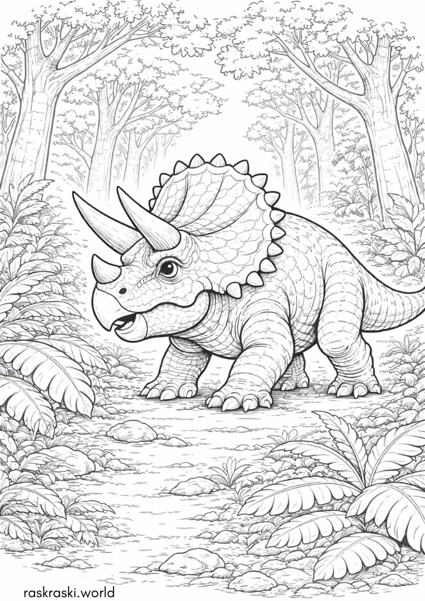 Раскраска Динозавр трицератопс