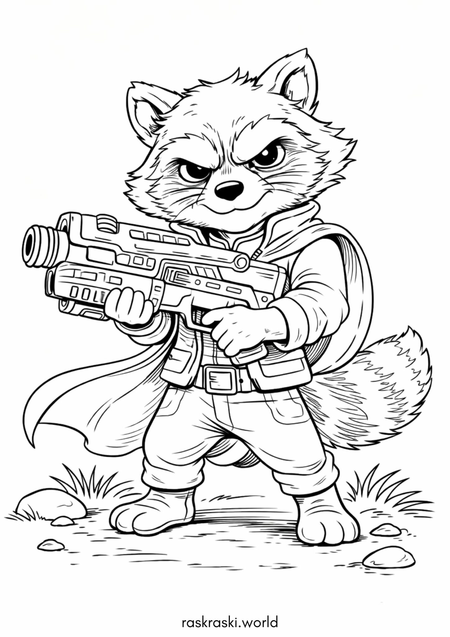 Раскраска Енот Ракета