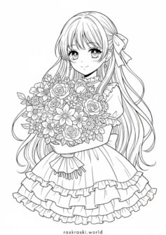 К 8 марта — аниме девочка с цветами