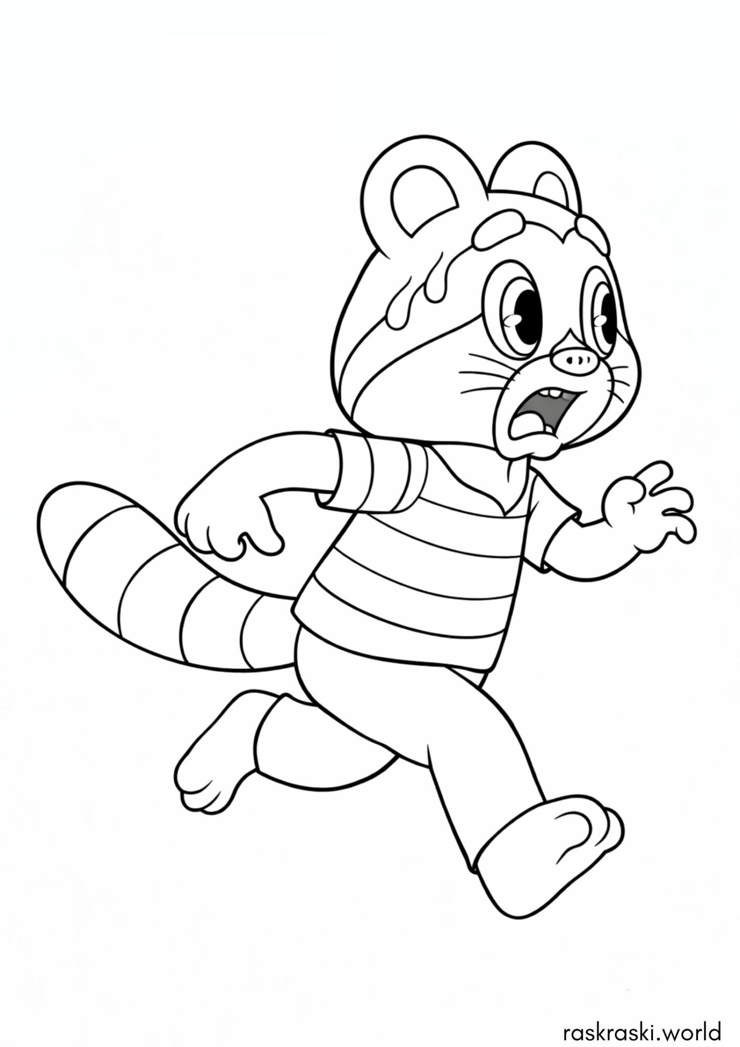 Раскраска Крошка Енот бежит