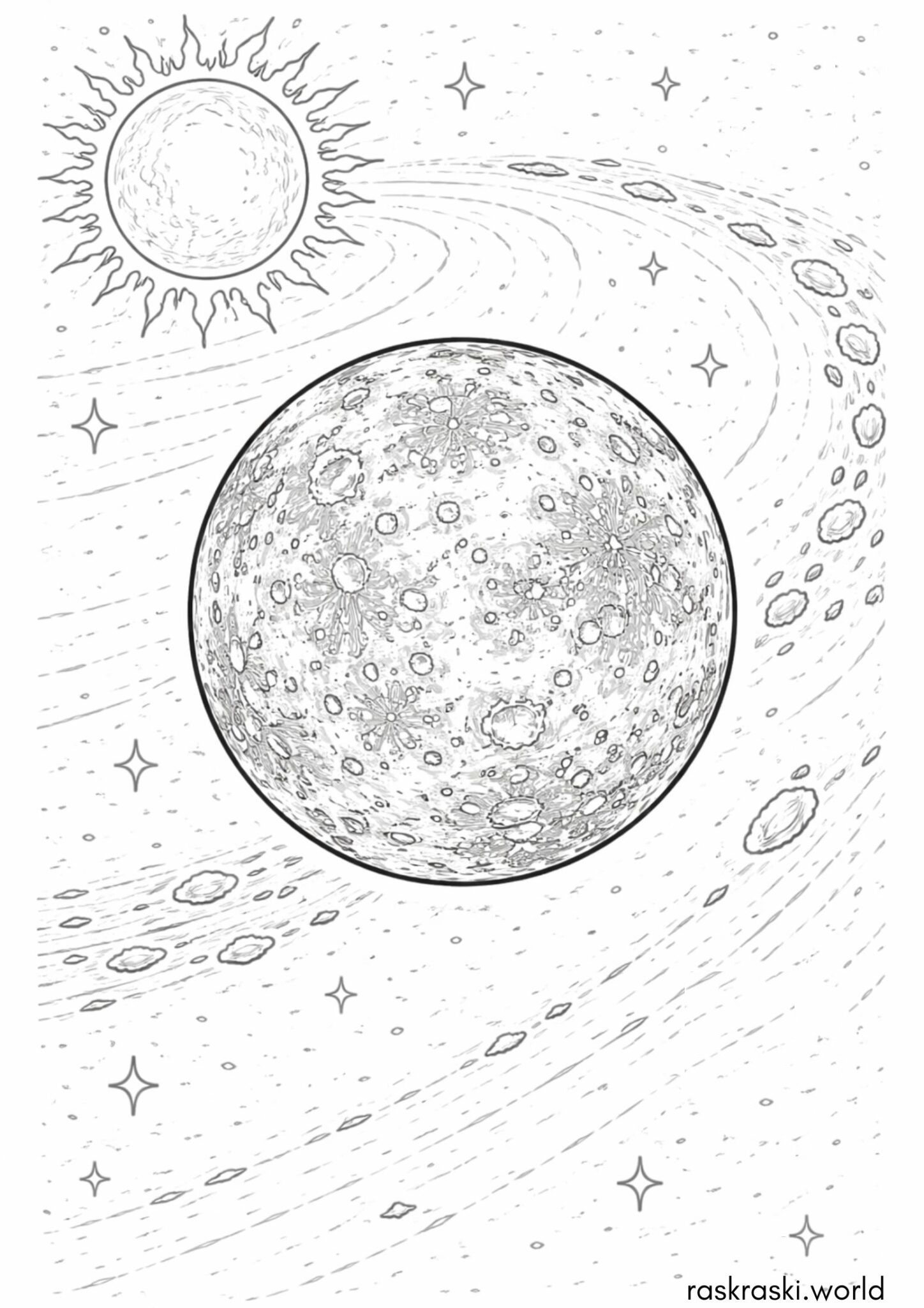 Раскраска Планета Меркурий