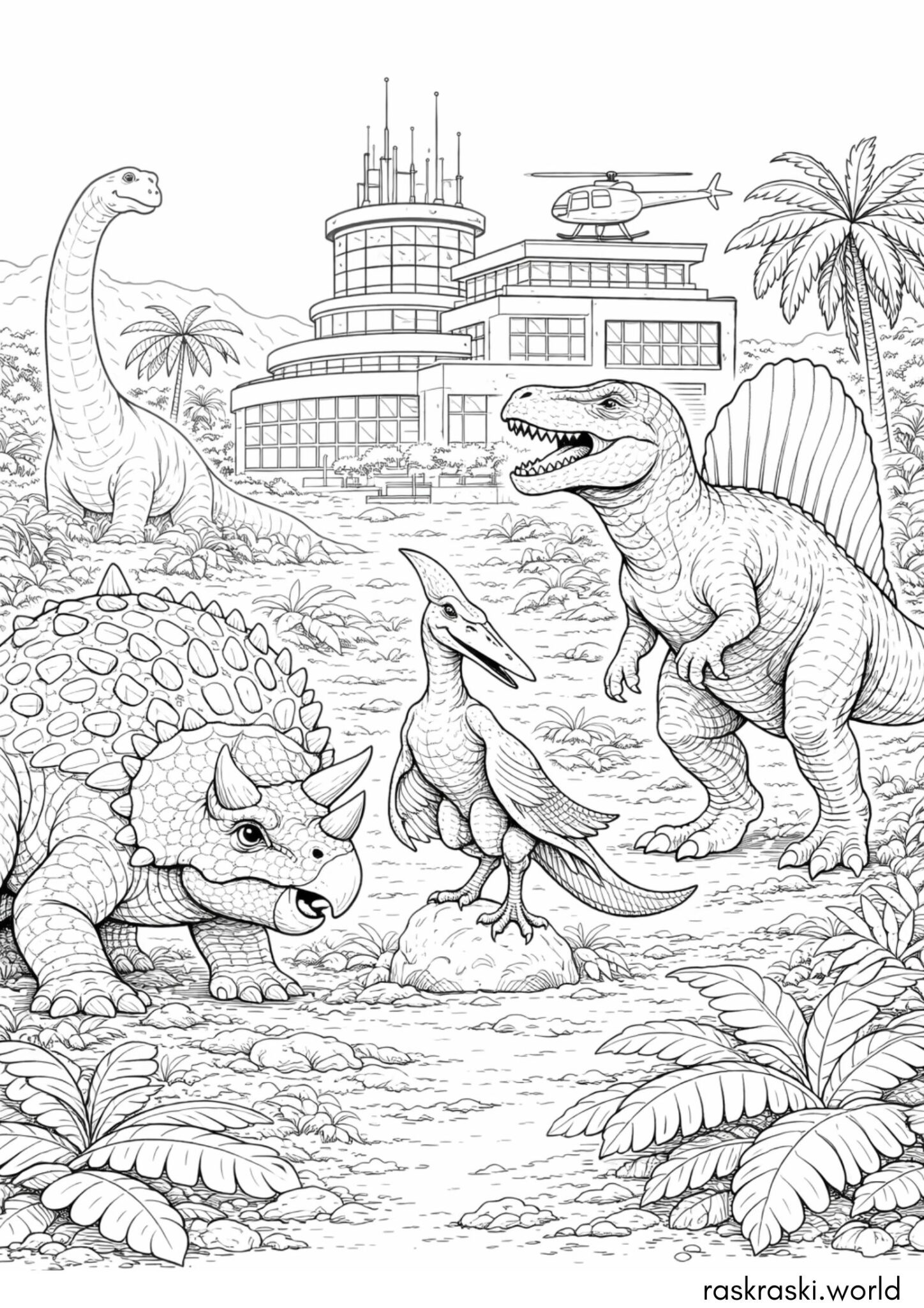 Раскраска Мир юрского периода — динозавры