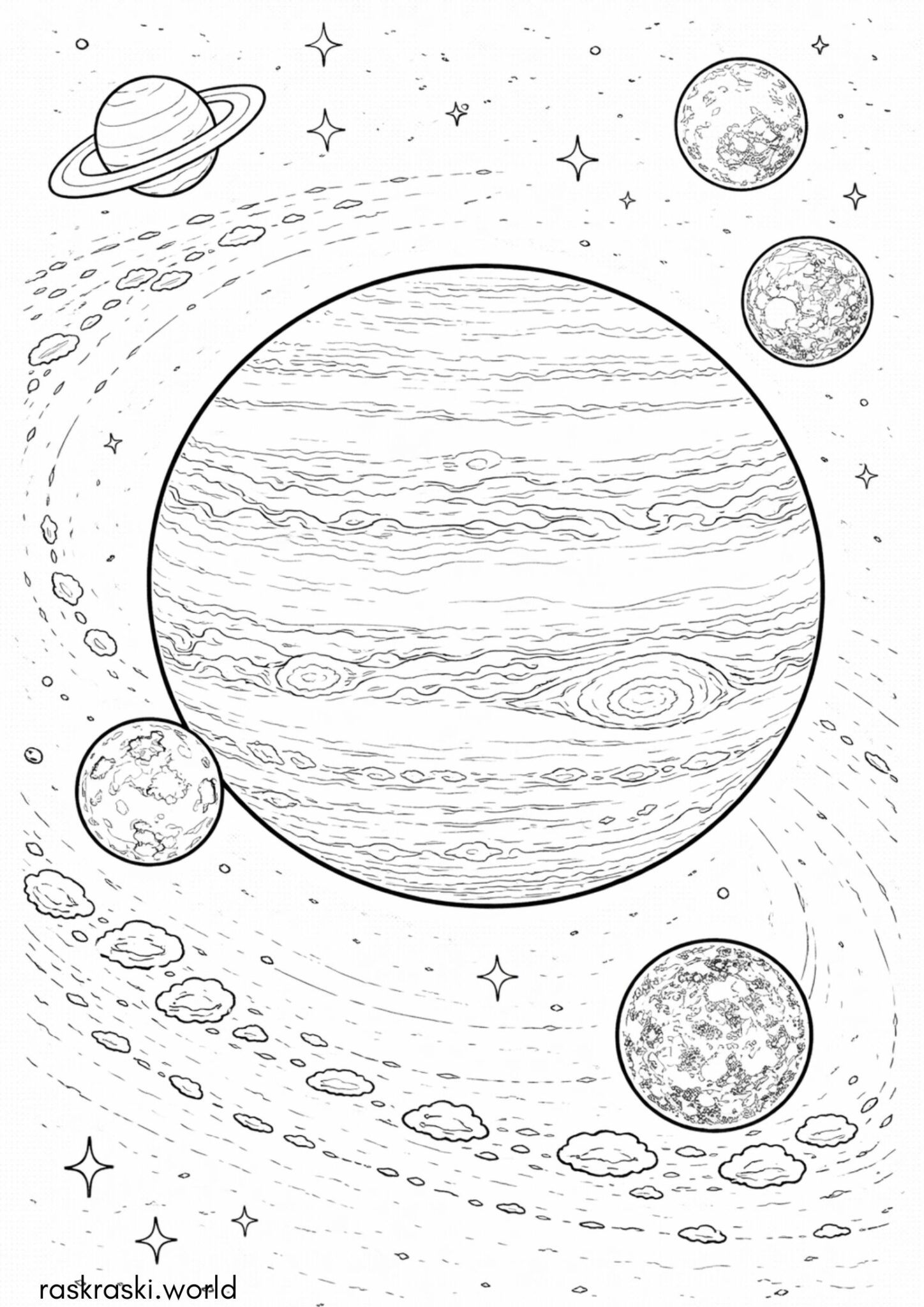 Раскраска Планета Юпитер