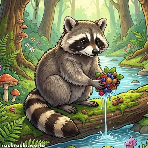 Раскраски Еноты 🦝