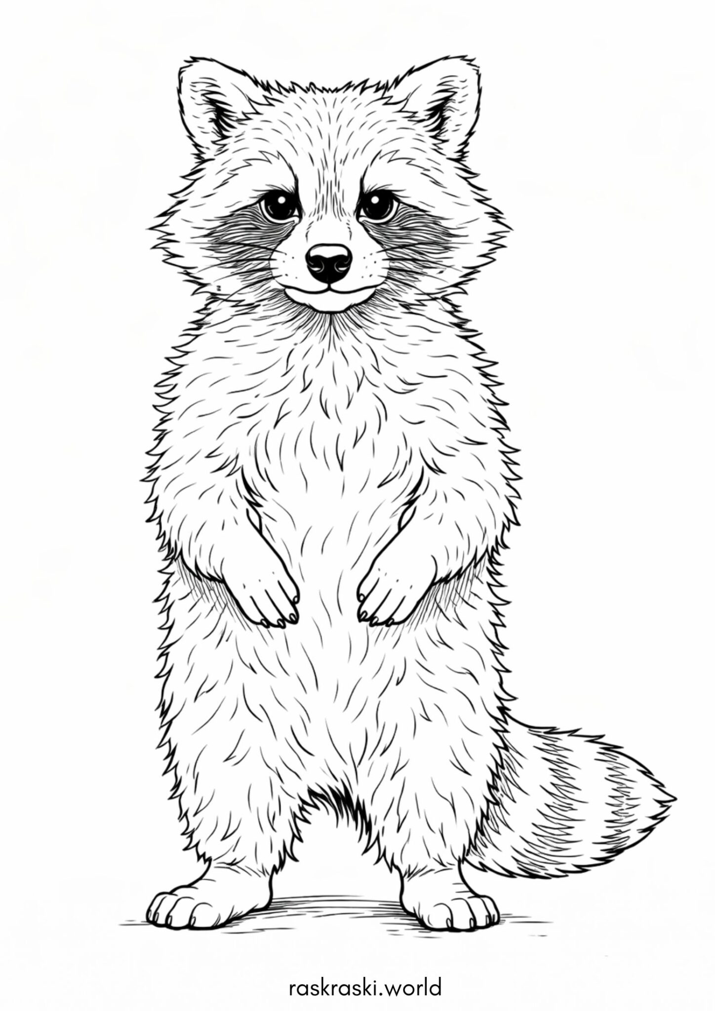 Раскраска Реалистичный енот