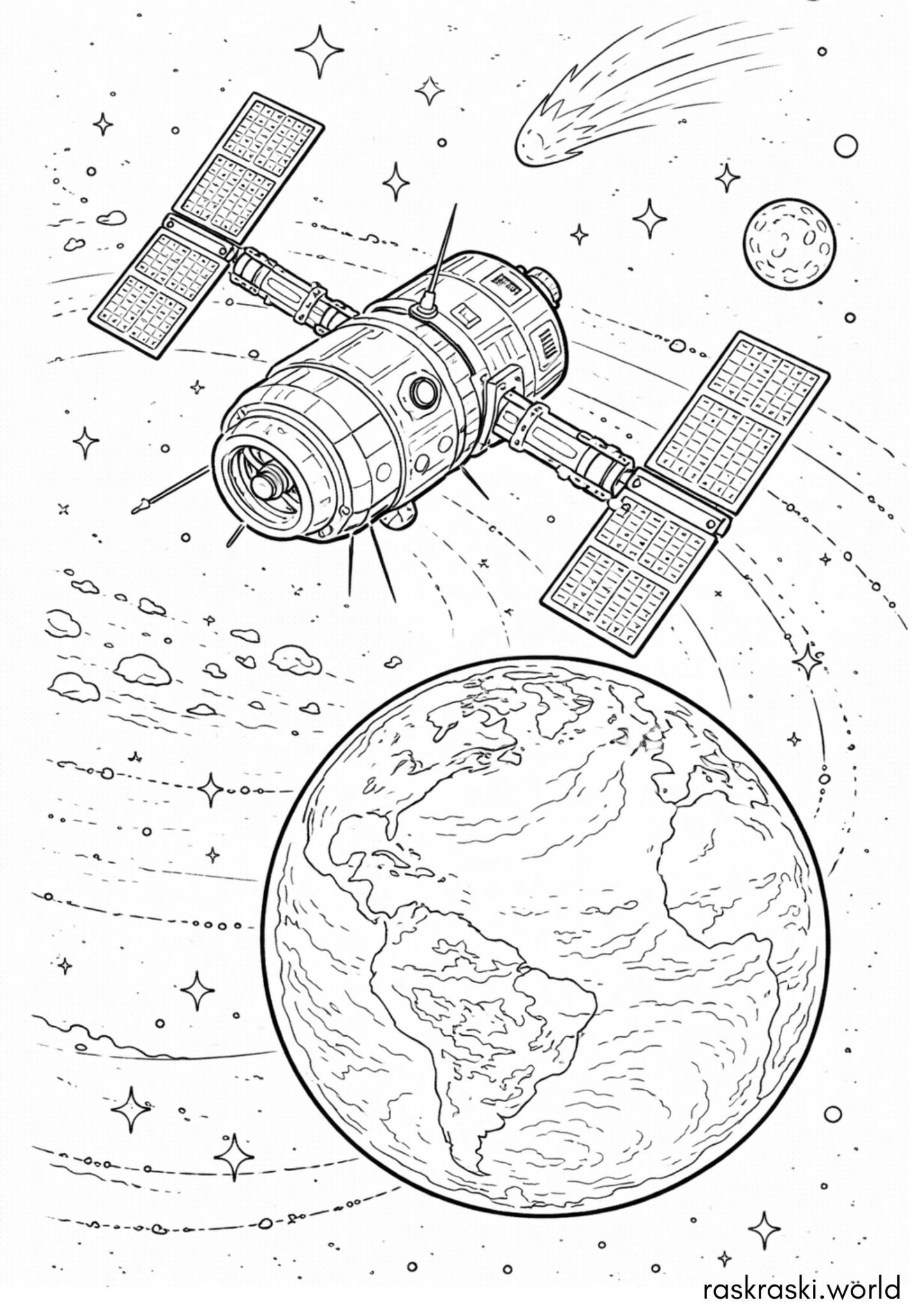 Раскраска Спутник на орбите