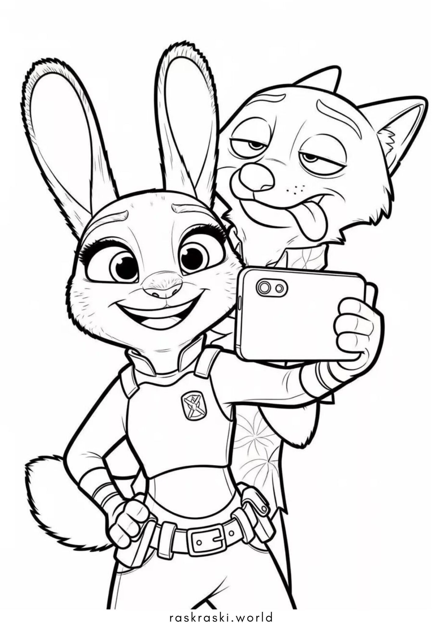 Раскраска Ник и Джуди (Зверополис)