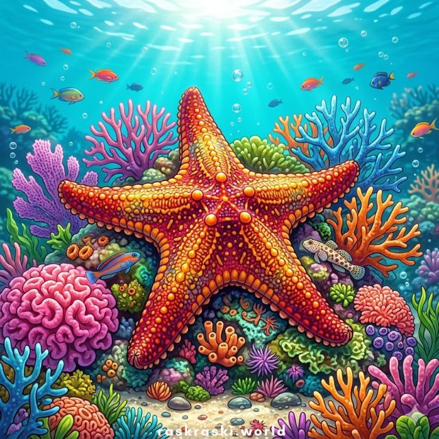 Раскраски Морская звезда ⭐️