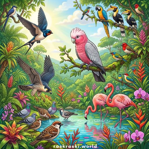 Раскраски Птицы 🐦🕊️🦩