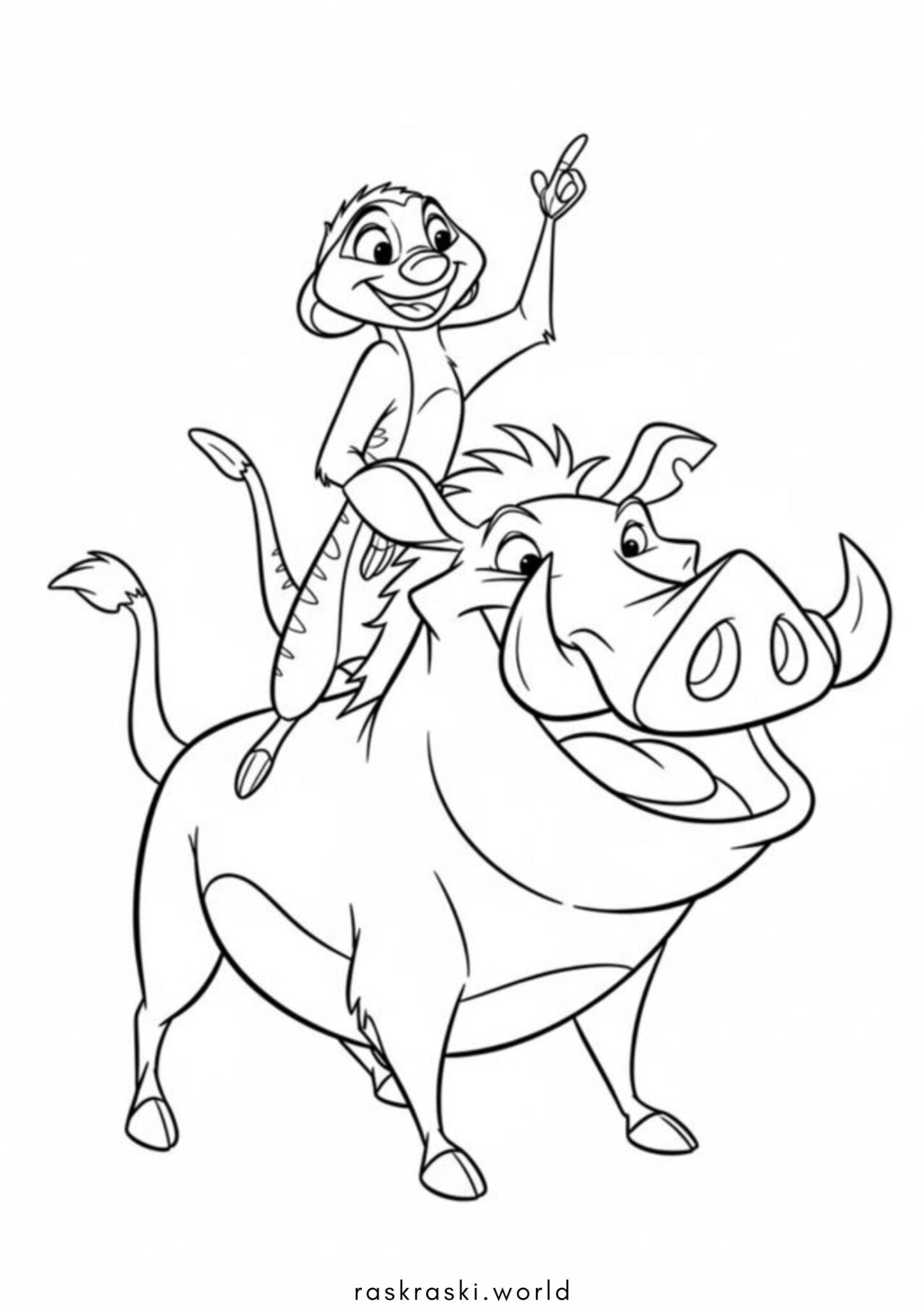 Раскраска Тимон и Пумба (Король Лев)