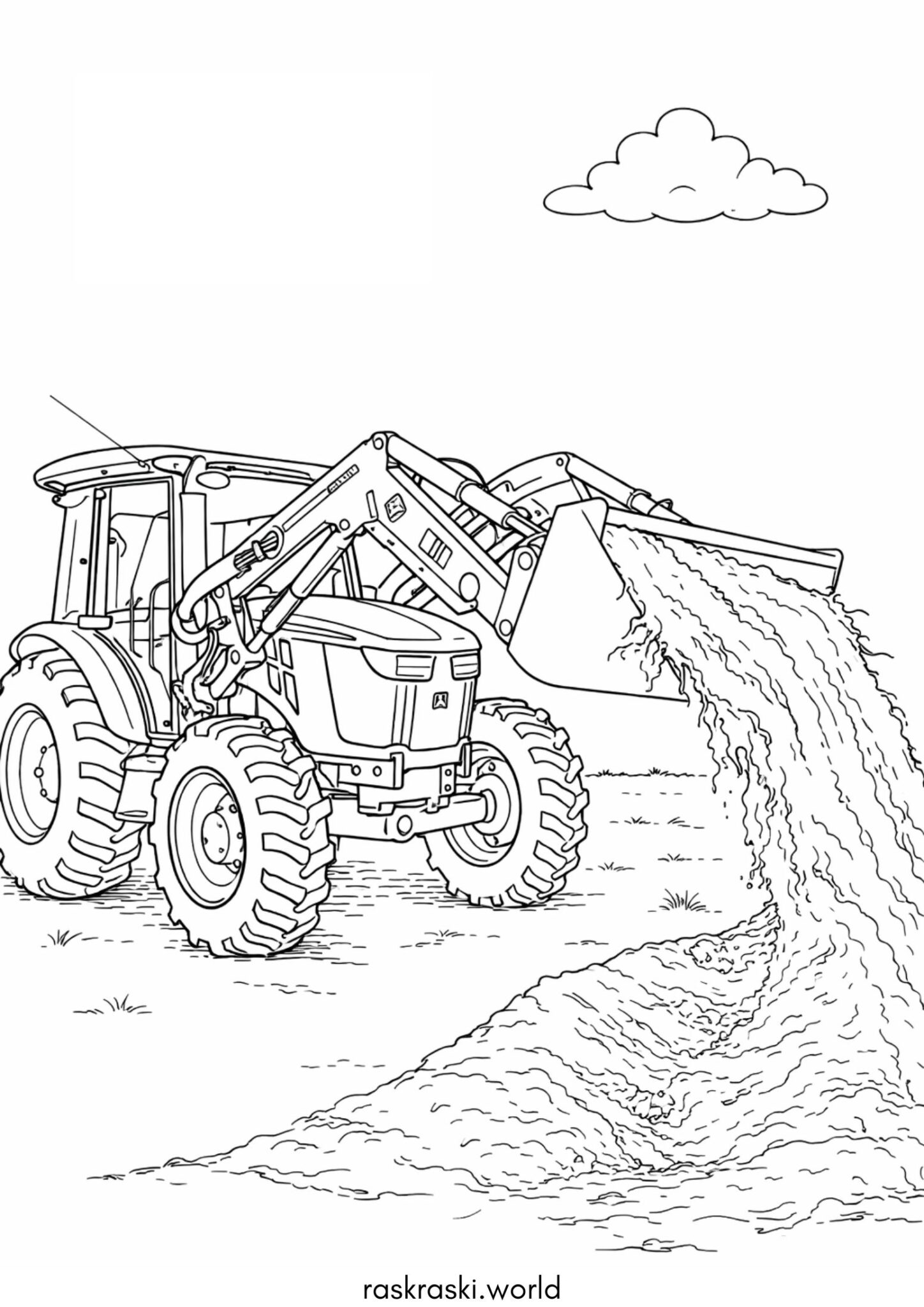 Раскраска Трактор с ковшом