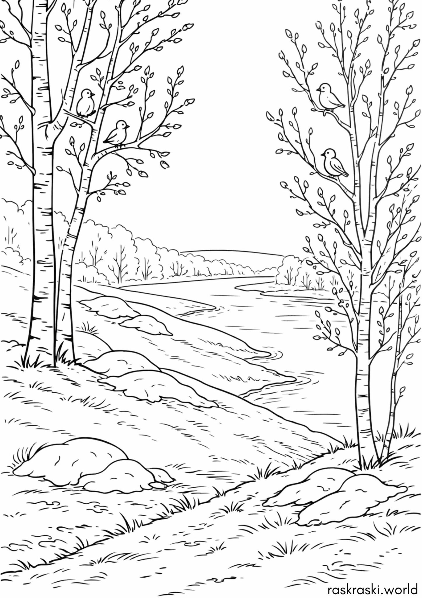 Раскраска Весенняя природа