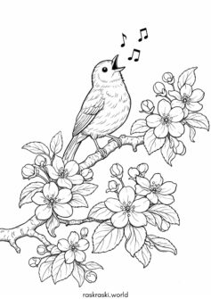 Весна – птичка на цветущем дереве
