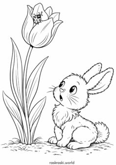 Весна – зайчик возле тюльпана