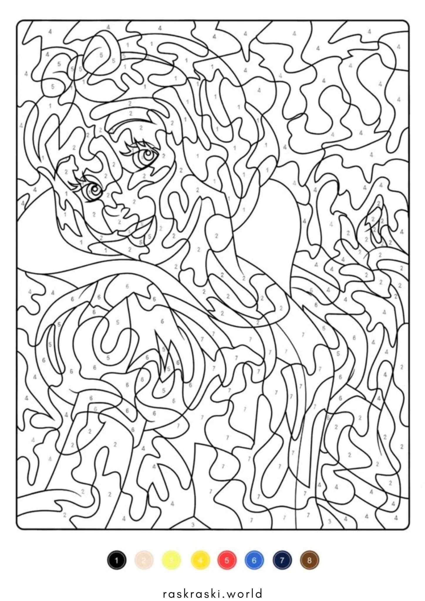 Раскраска Белоснежка по номерам