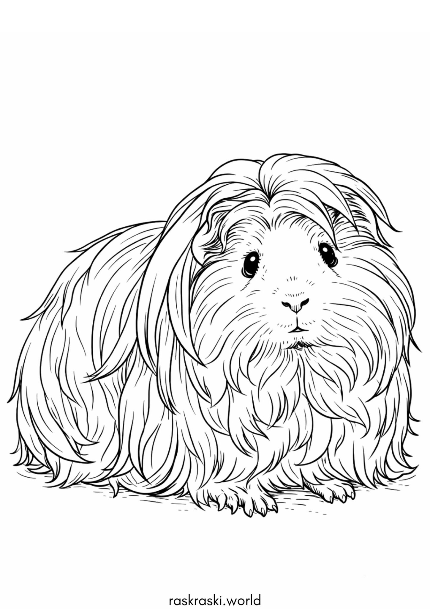 Раскраска Длинношерстная морская свинка