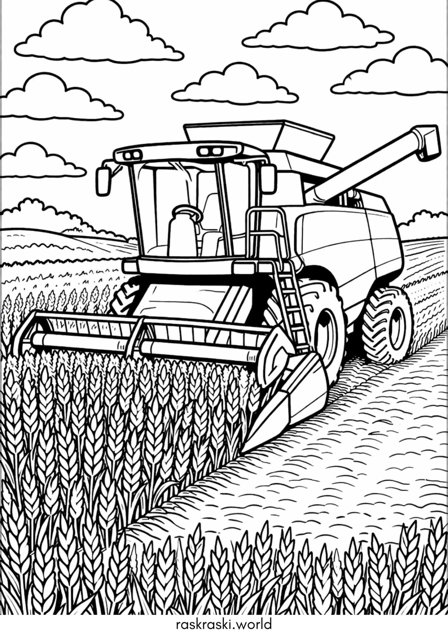 Раскраска Комбайн в поле