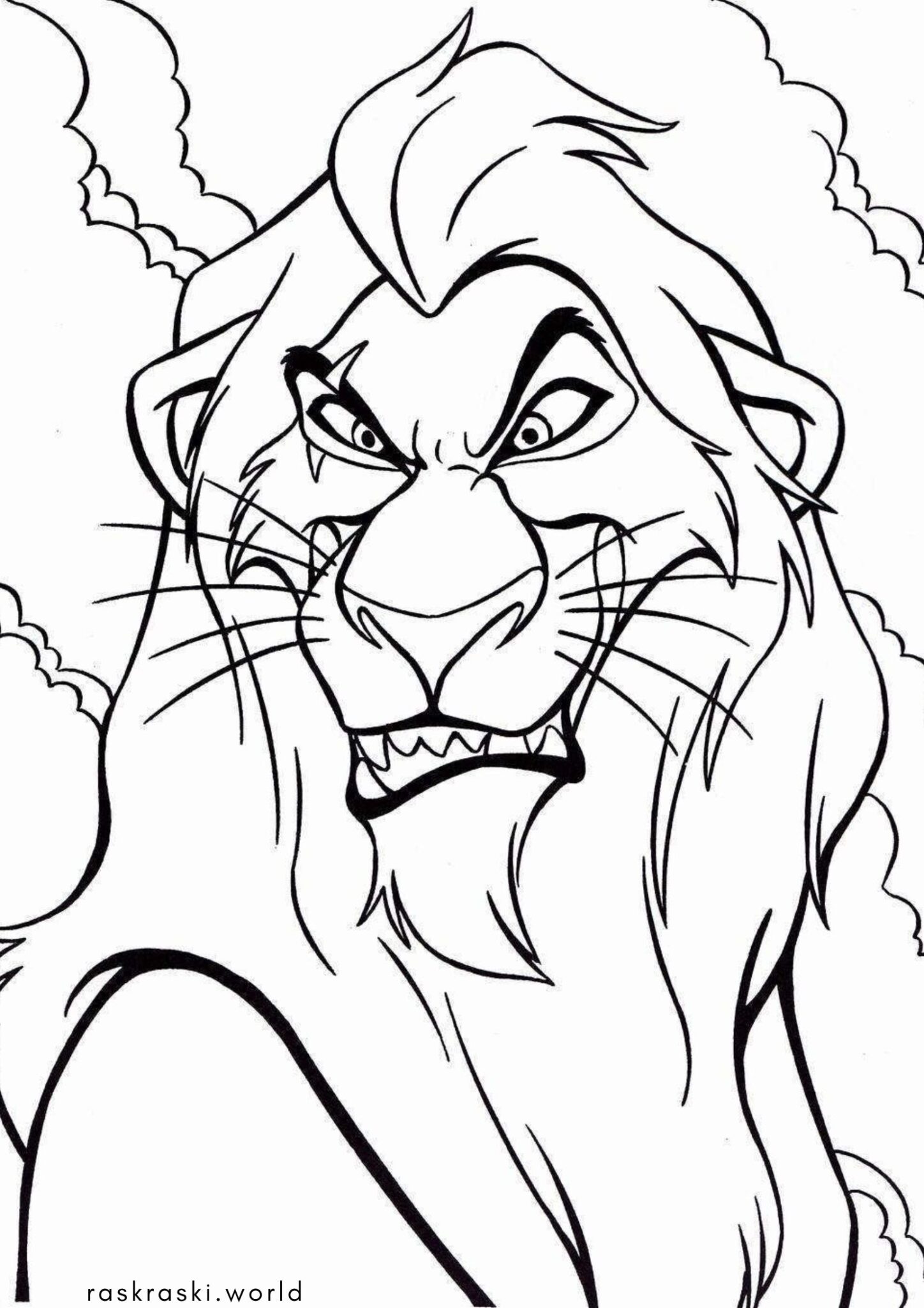 Раскраска Лев Шрам (Король Лев)